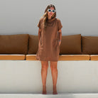 Mocha Mousse Color Of The Year Hooded Terry Dress - Loomaswim.com