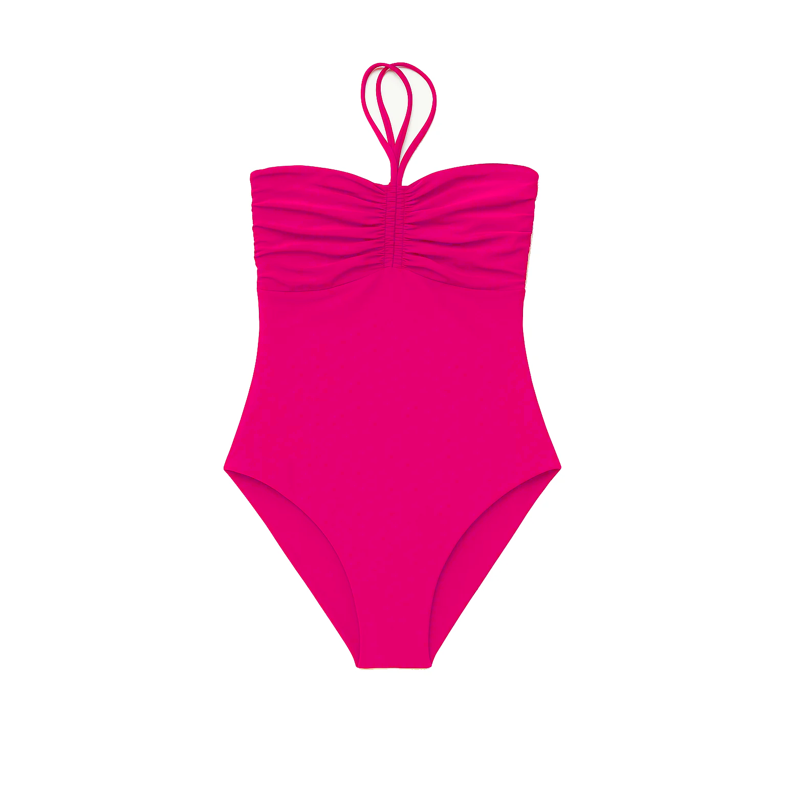 Pink one-piece swimsuit on a white background