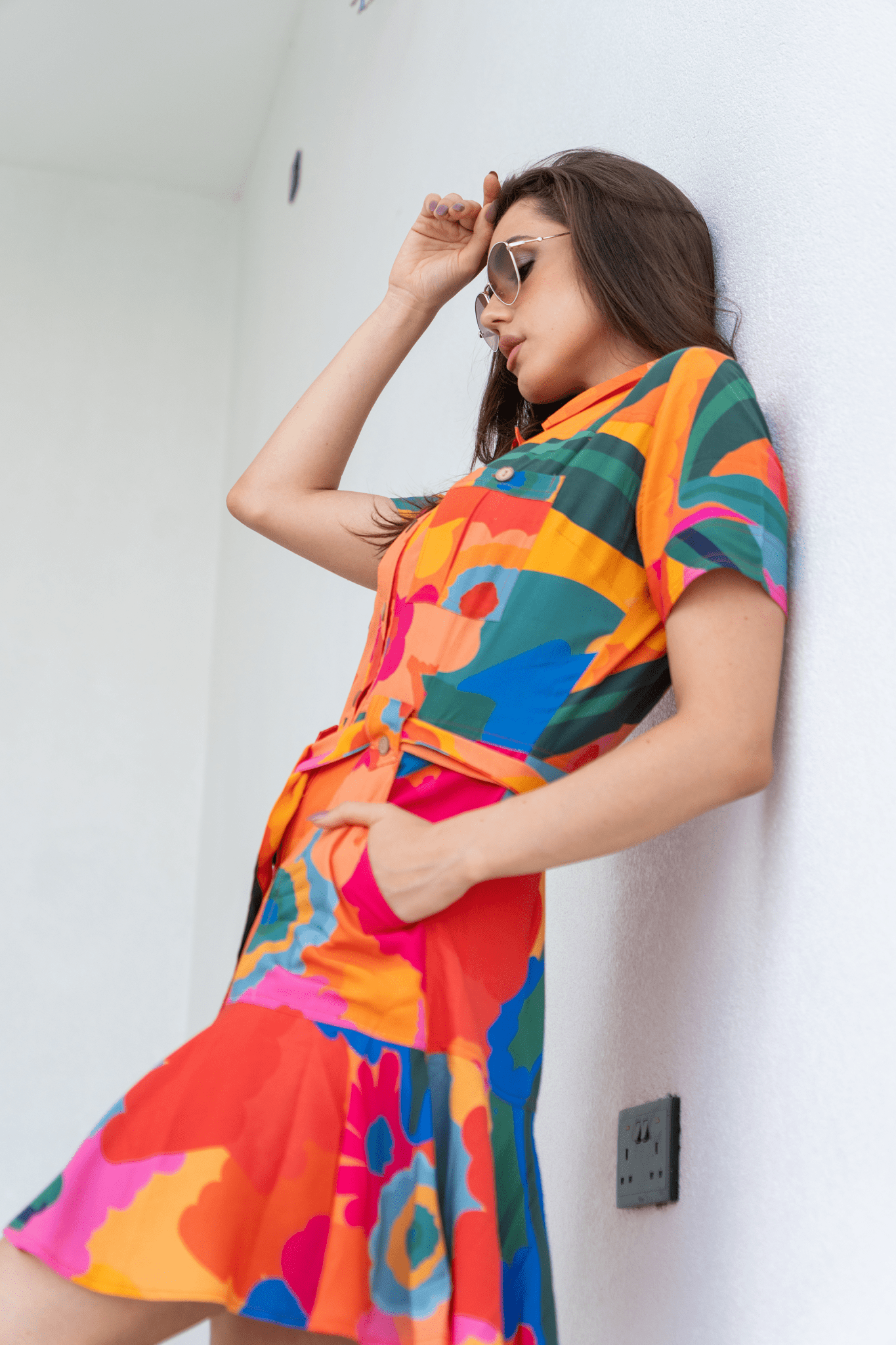 Vibrant Orange Floral Silk - Cotton Dress - Loomaswim.com