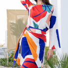 Vibrant Vogue: 2 - Piece Blouse and Skirt Set - Colorful Modern Pattern - Loomaswim.com